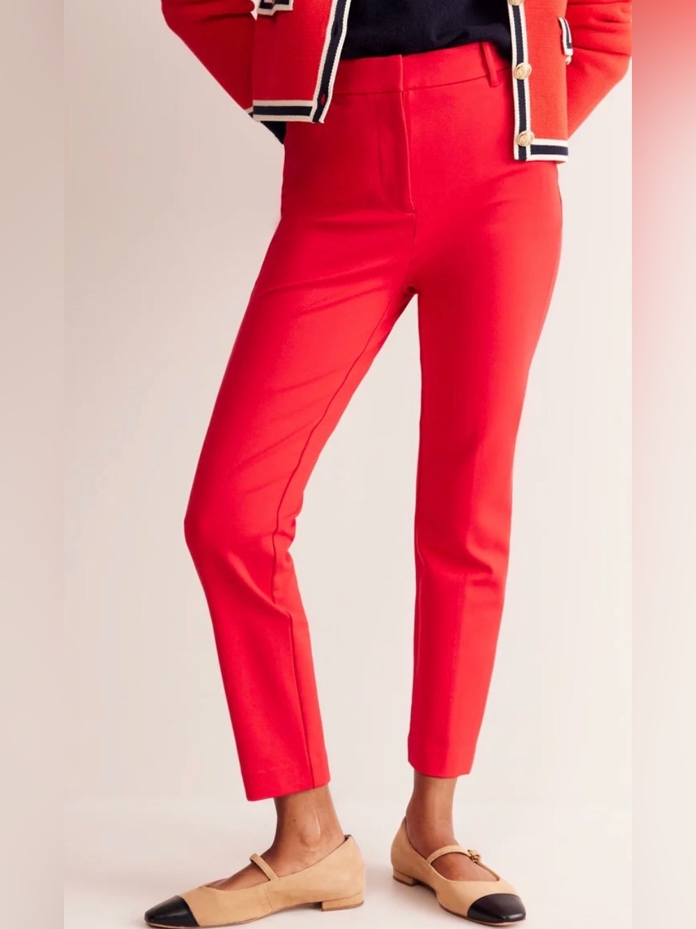 Boden Highgate Ponte Trousers Hot Pepper Red Pants Size 8R